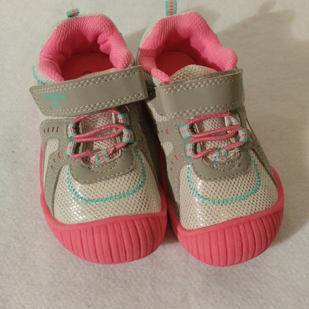 Toddler Girls OshKosh Pink Silver Sneakers sz 10